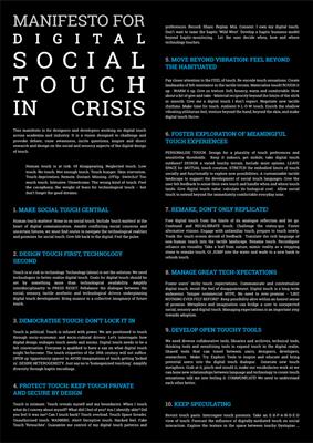 Manifesto for Digital Social Touch in Crisis